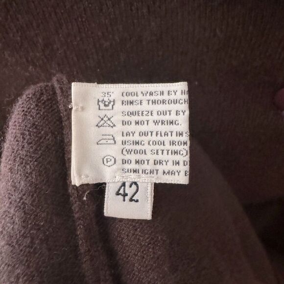 Vintage Cottagecore Rue Jacob Chocolate Lavender Cashmere Collared Sweater Sz 42 - Picture 6 of 7